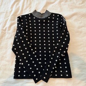 Anthropologie Black and White Polka Dot Turtleneck Sweater
